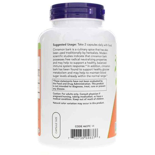 Cinnamon Bark 600 Mg, NOW